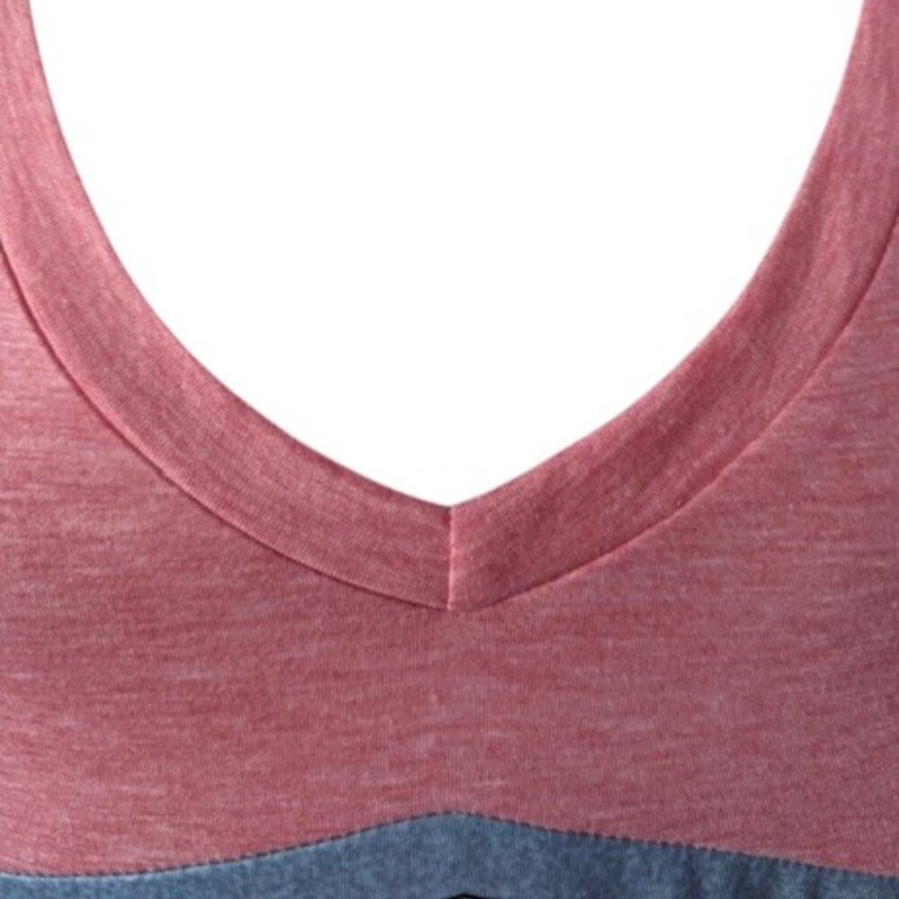 Saukole Women's V-neck Sleeveless Pink Top Tee Rainbow Stripes Pink Size XXL NWT - Picture 6 of 15
